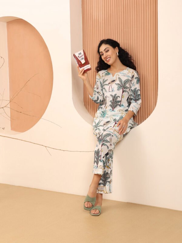 Cotton Printed Cord Set (White) - Image 6