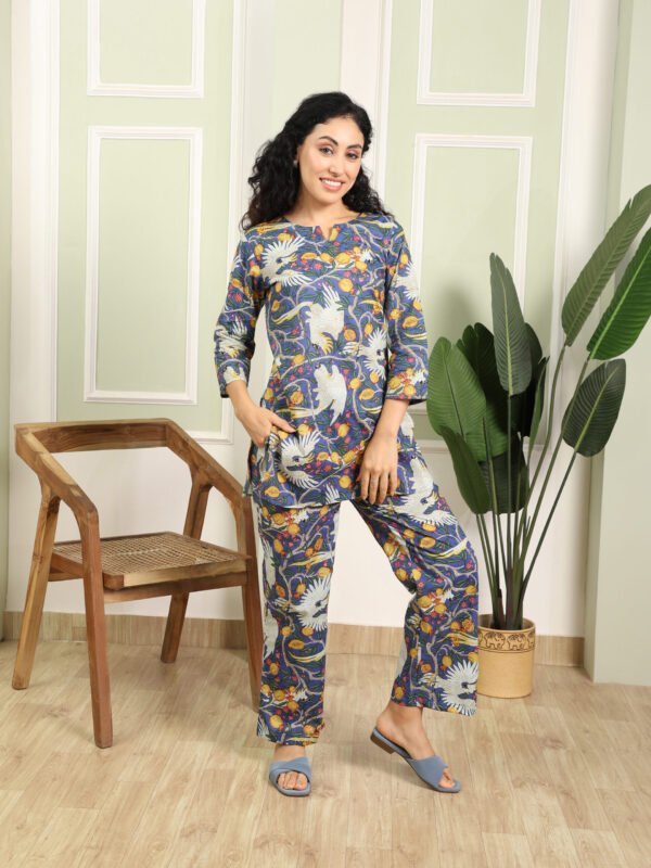 Cotton Printed Cord Set (Blue) - Image 5
