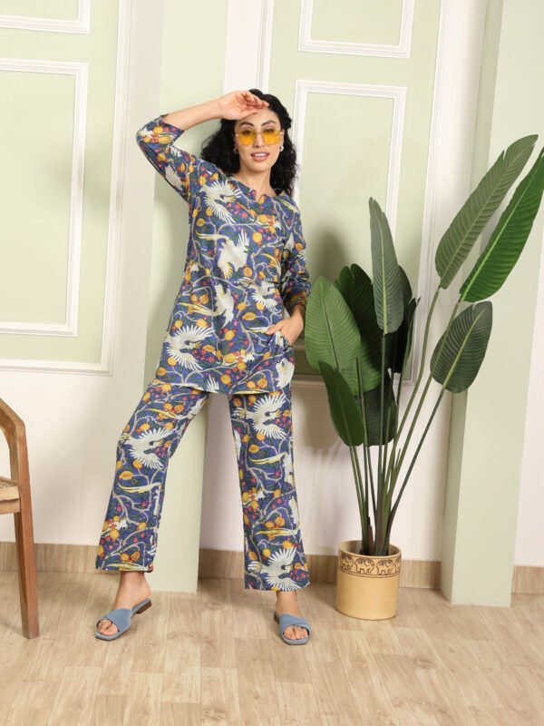 Cotton Printed Cord Set (Blue) - Image 6