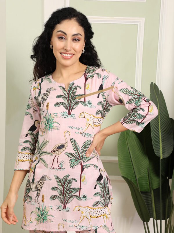 Cotton Printed Cord Set (Pink) - Image 3