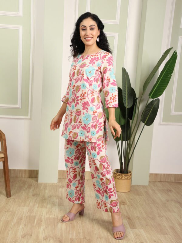 Cotton Printed Cord Set (Pink) - Image 5