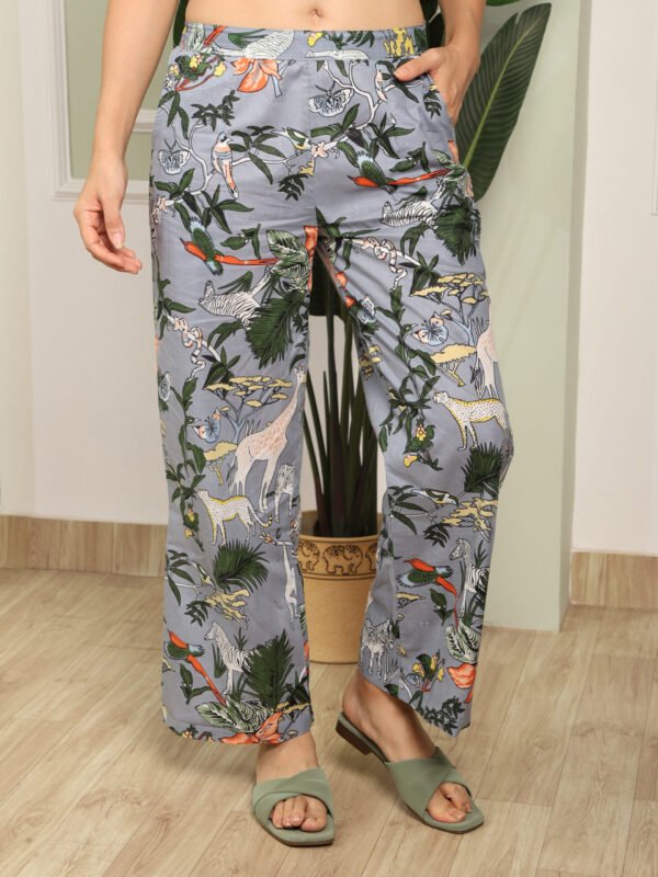 Grey Jungle Collared Cotton Lounge Co-Ord Set with 3 button - Image 8