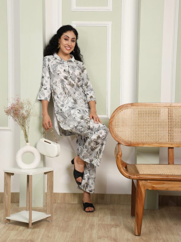 Cotton Printed Cord Set (White) - Image 6