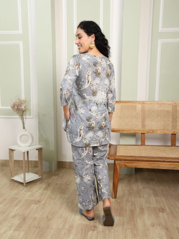 Cotton Printed Cord Set (Grey) - Image 2