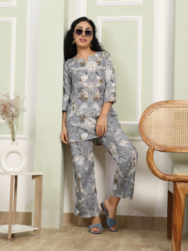 Cotton Printed Cord Set (Grey) - Image 5