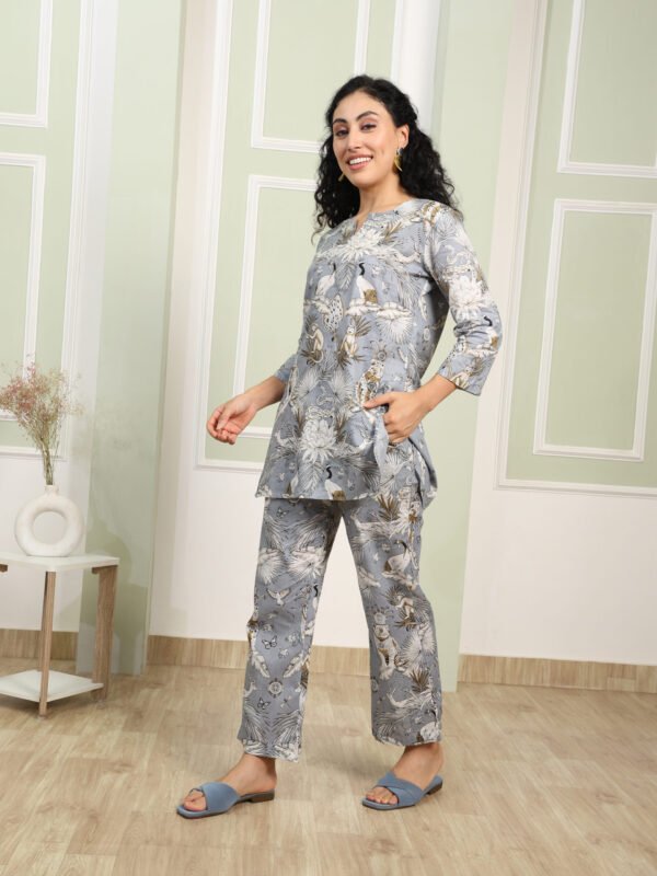 Cotton Printed Cord Set (Grey) - Image 6