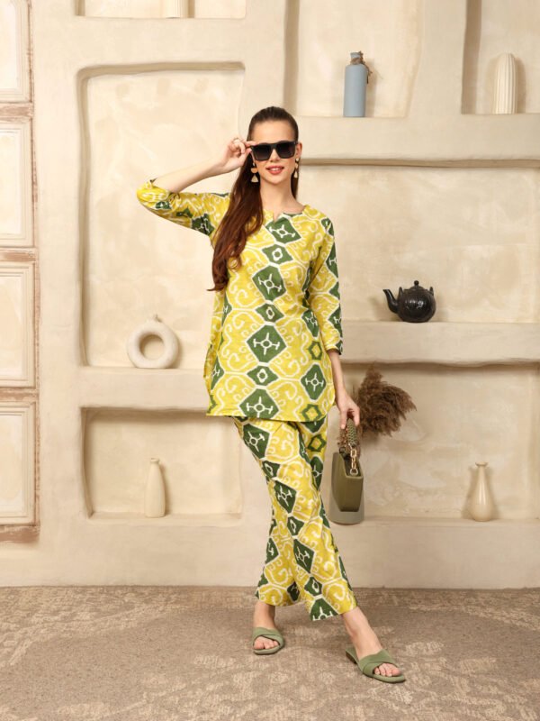 Cotton Printed Cord Set (Green) - Image 2