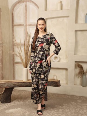 Cotton Printed Co-ord Set (Black)