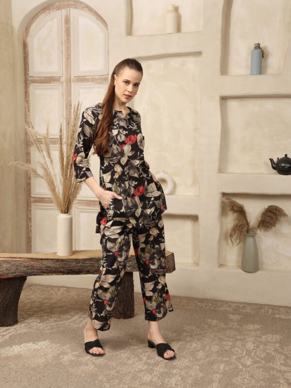 Cotton Printed Co-ord Set (Black) - Image 5