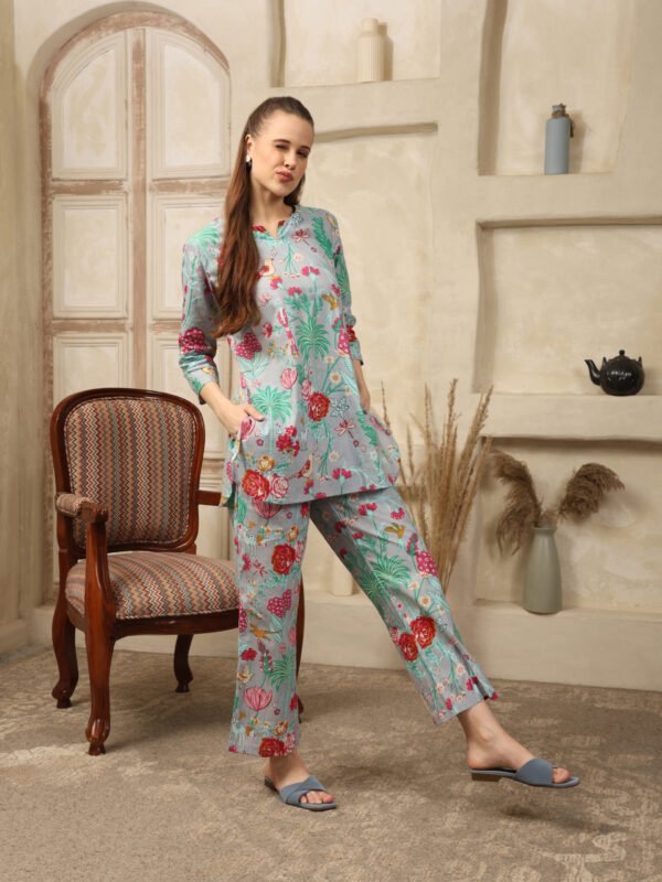Cotton Printed Cord Set (Grey) - Image 2