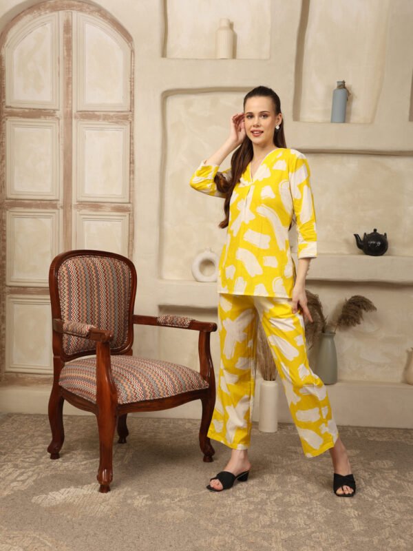 Cotton Printed Cord Set (Yellow) - Image 4
