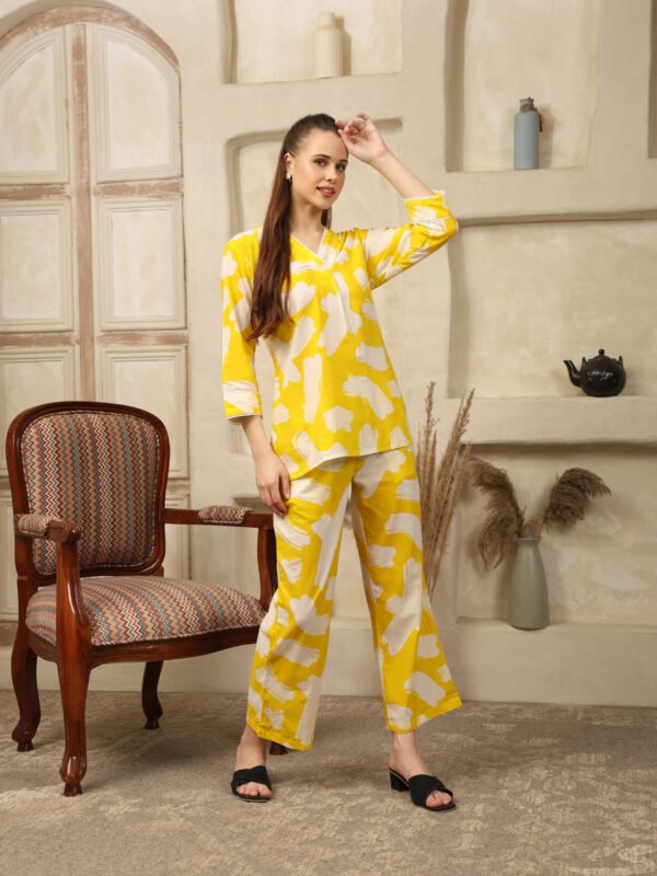 Cotton Printed Cord Set (Yellow) - Image 5