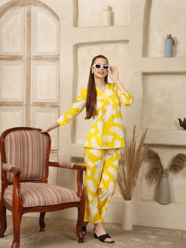 Cotton Printed Cord Set (Yellow) - Image 6