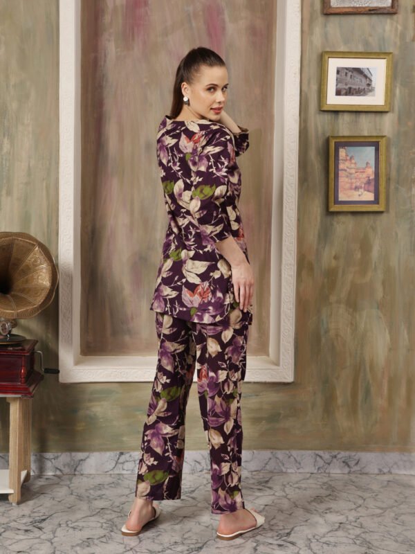 Cotton Printed Co-ord Set (Purple) - Image 2