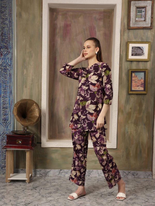 Cotton Printed Co-ord Set (Purple) - Image 5
