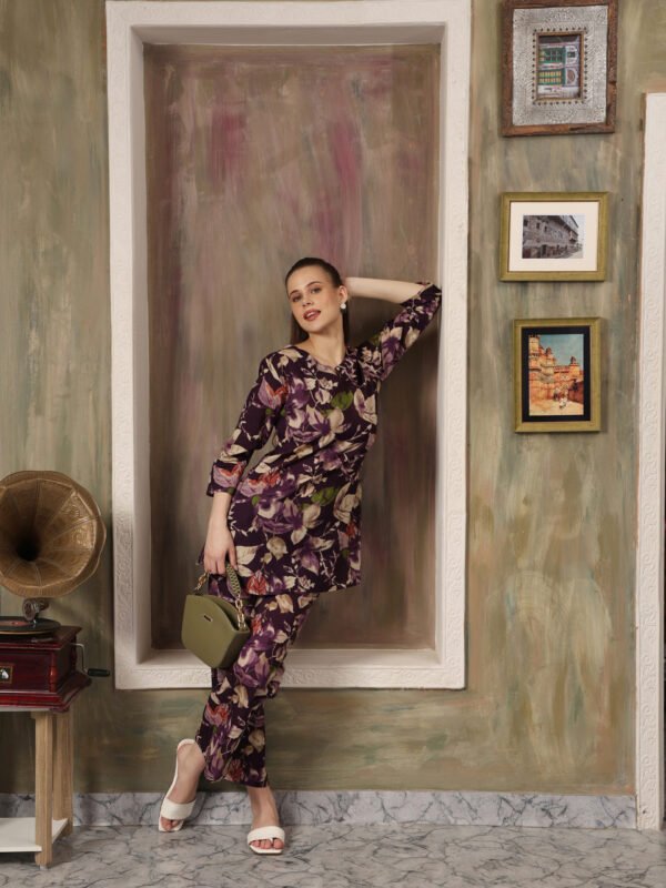 Cotton Printed Co-ord Set (Purple) - Image 6