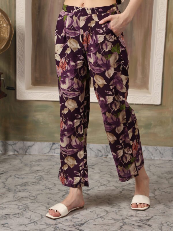 Cotton Printed Co-ord Set (Purple) - Image 7