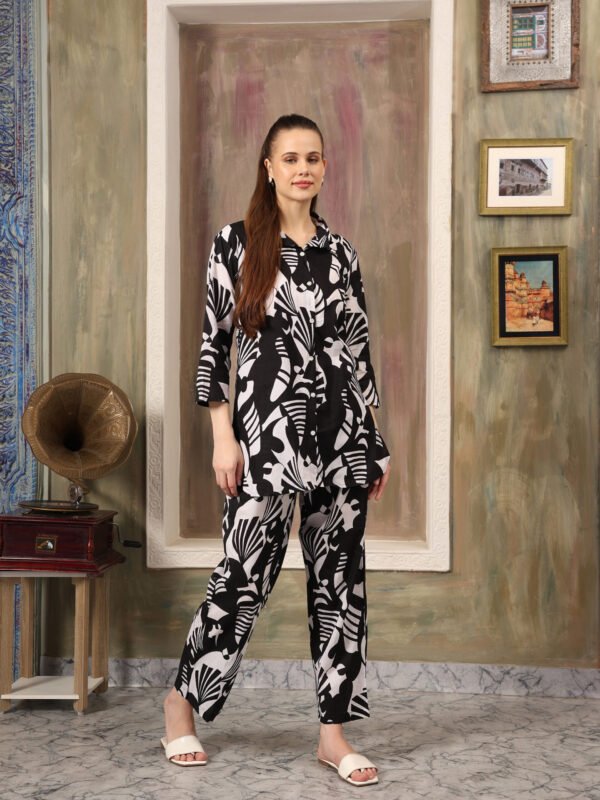Cotton Printed Cord Set (Black)