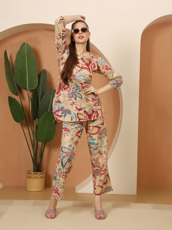 Cotton Printed Cord Set (Off White)
