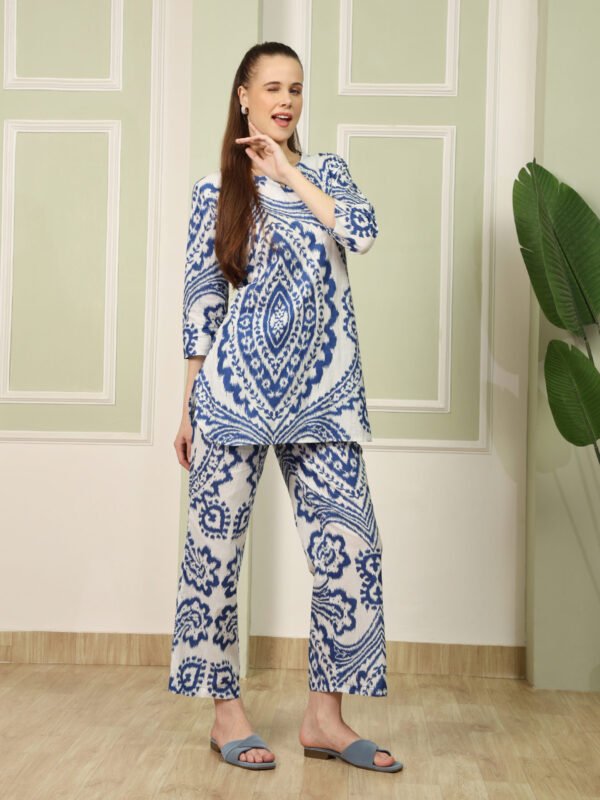 Cotton Printed Cord Set (Blue) - Image 3