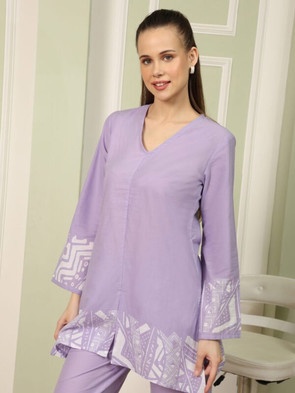 Cotton Printed Cord Set (Lavender) - Image 4