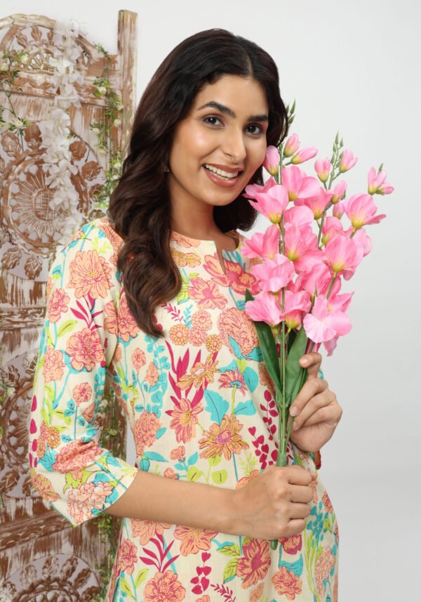 Floral Garden Cotton Co-ord Set - Top & Trousers - Image 6
