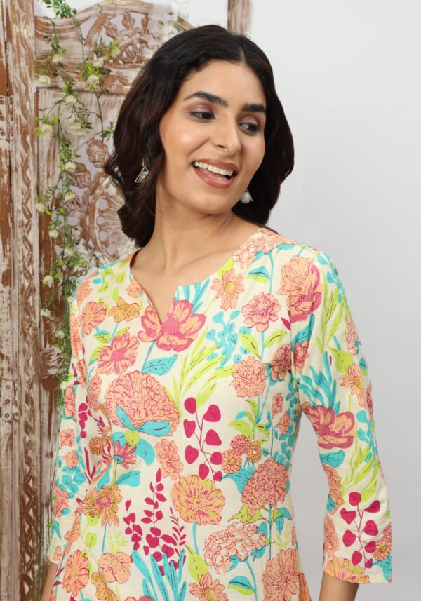 Floral Garden Cotton Co-ord Set - Top & Trousers - Image 7