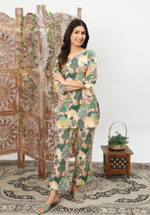 Trendy Blue & White Print Cotton Dream Co-Ord Set – Perfect for Any Occasion