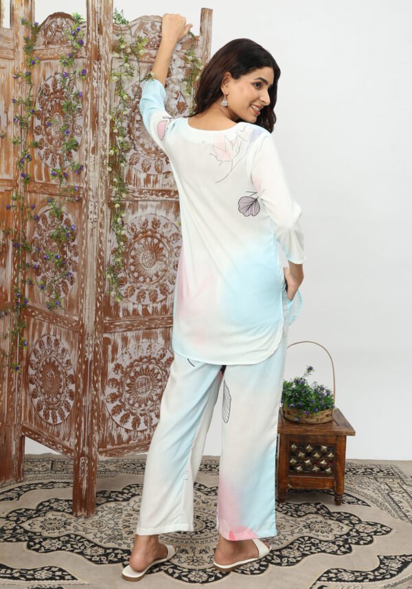 Floral Digital Print Soft Cotton Co-ord Set - Top & Trousers - Image 5