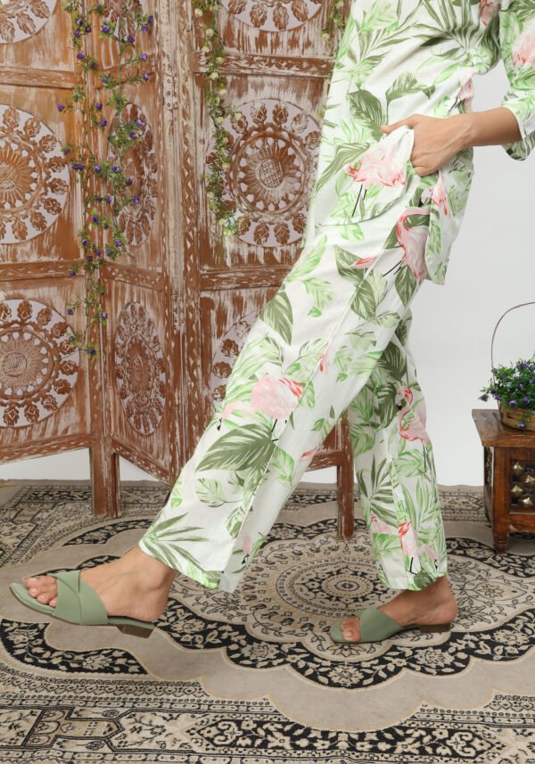 Green Flamingo Organic Printed Pure Cotton Loungewear Set - Image 8