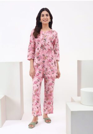 Pink Flower Women's Co-ord Set