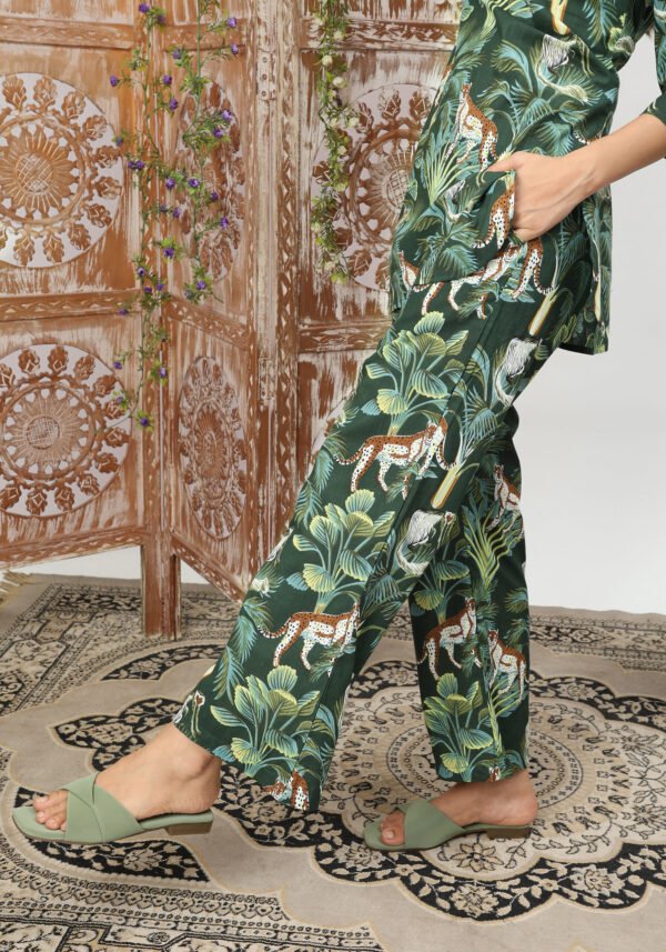 Leopard Green Organic Printed Pure Cotton Loungewear Set - Image 8