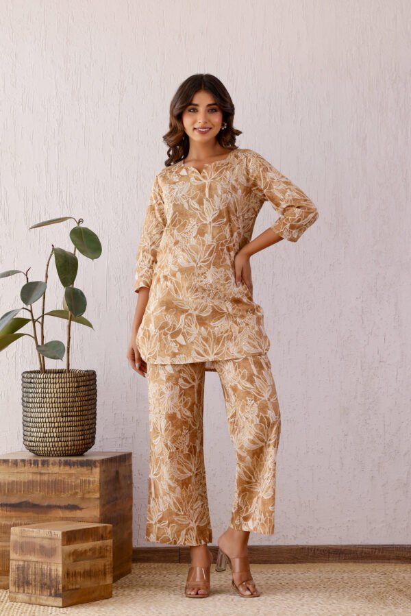 Brown Julee Cotton Printed Co-ord Set