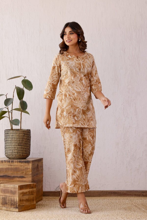 Brown Julee Cotton Printed Co-ord Set - Image 6