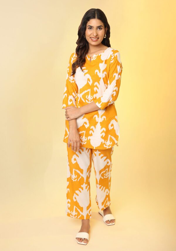 Yellow Motif Organic Printed Pure Cotton Loungewear Set