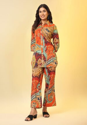 Rust Abstract Cotton Coord Set