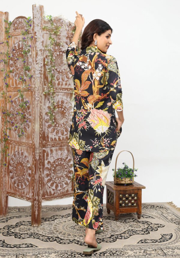 Black Floral Party Cotton Coord Set - Image 6