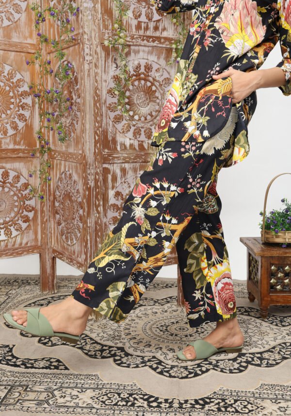 Black Floral Party Cotton Coord Set - Image 8