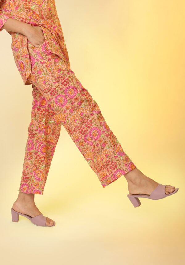Orange & Pink Floral Jaal Coord Set - Image 9