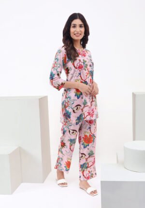 Pink Floral Cotton Coord Set
