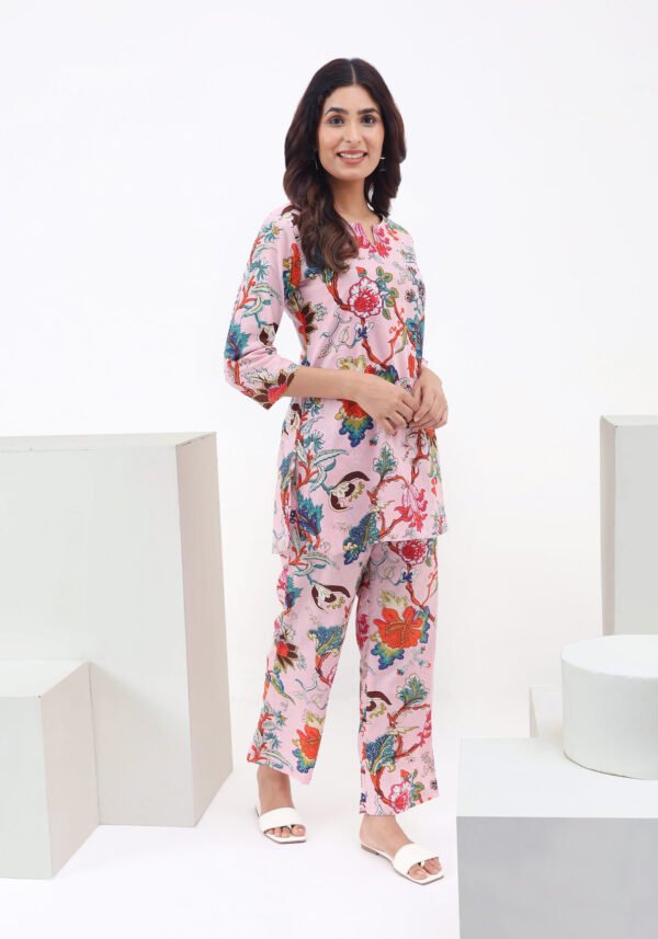 Pink Floral Cotton Coord Set