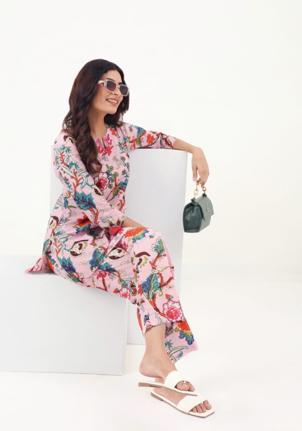 Pink Floral Cotton Coord Set - Image 4