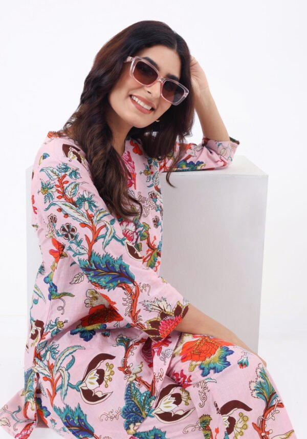 Pink Floral Cotton Coord Set - Image 5