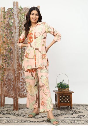Pastel Pink Floral Cotton Coord Set