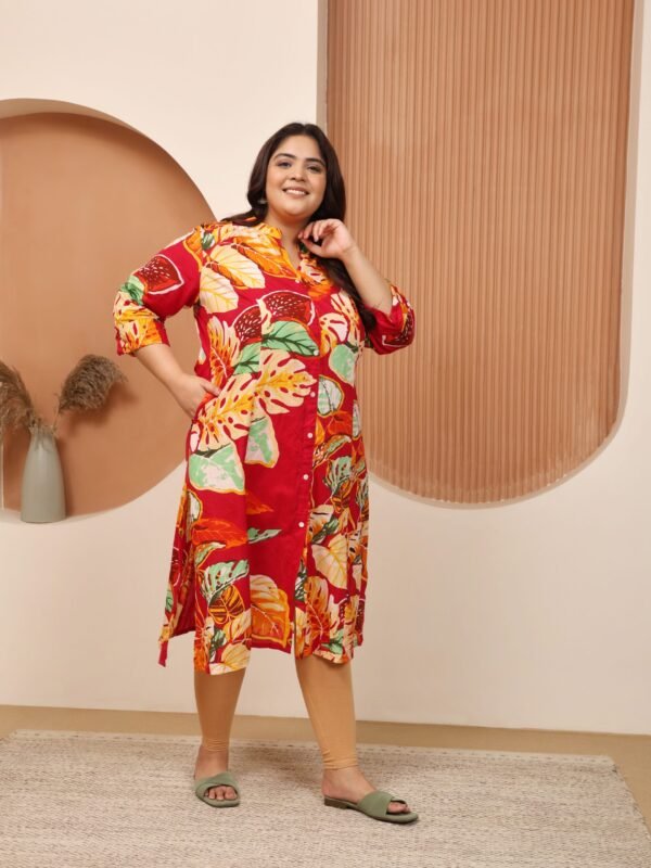 Plus Size Multi Cotton Print Long Kurta - Image 2