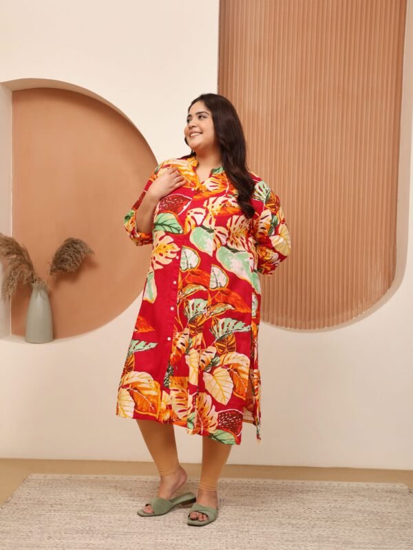 Plus Size Multi Cotton Print Long Kurta - Image 3