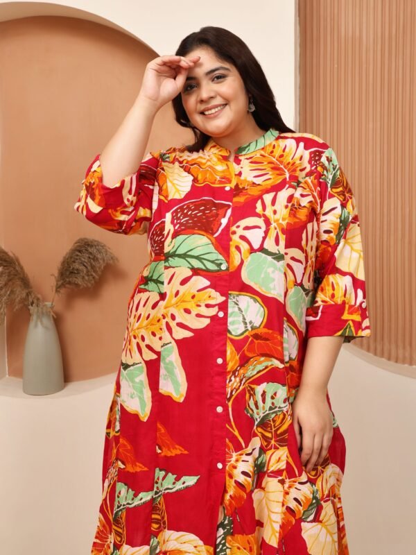 Plus Size Multi Cotton Print Long Kurta - Image 4