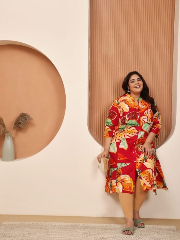 Plus Size Multi Cotton Print Long Kurta - Image 6