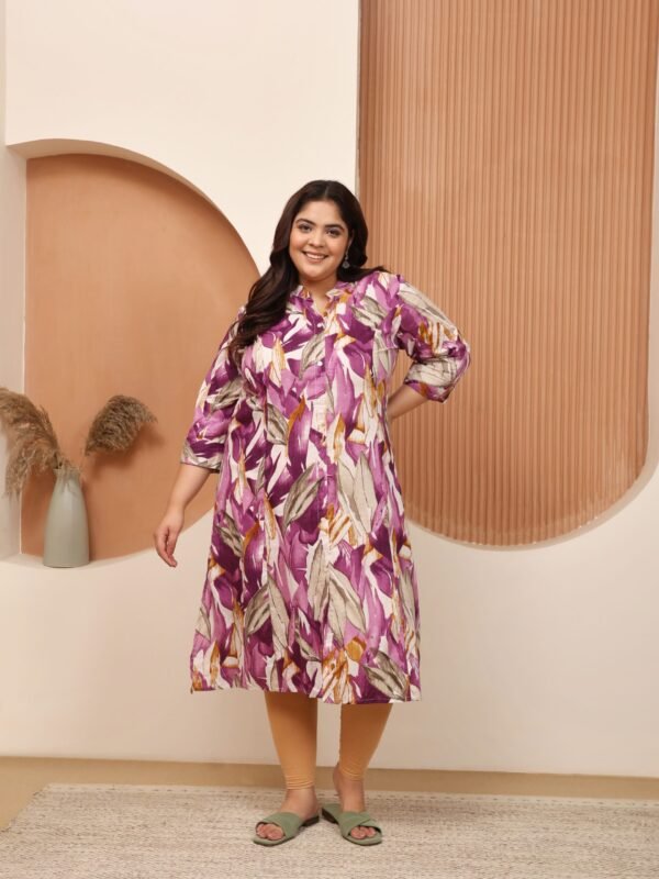 Plus Size LAVENDER Cotton Print Long Kurta