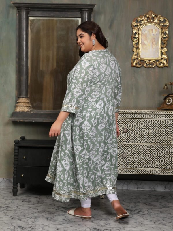 Plus Size Grey Cotton Print Gown - Image 3